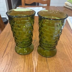 Avocado geeen Indian glass Whitehall cubist goblet footed 12 oz 6 inches tall